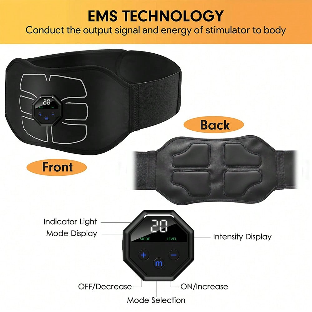 Home Gym Hack - 1Pc Abdominal Trainer Belt USB Rechargeable,