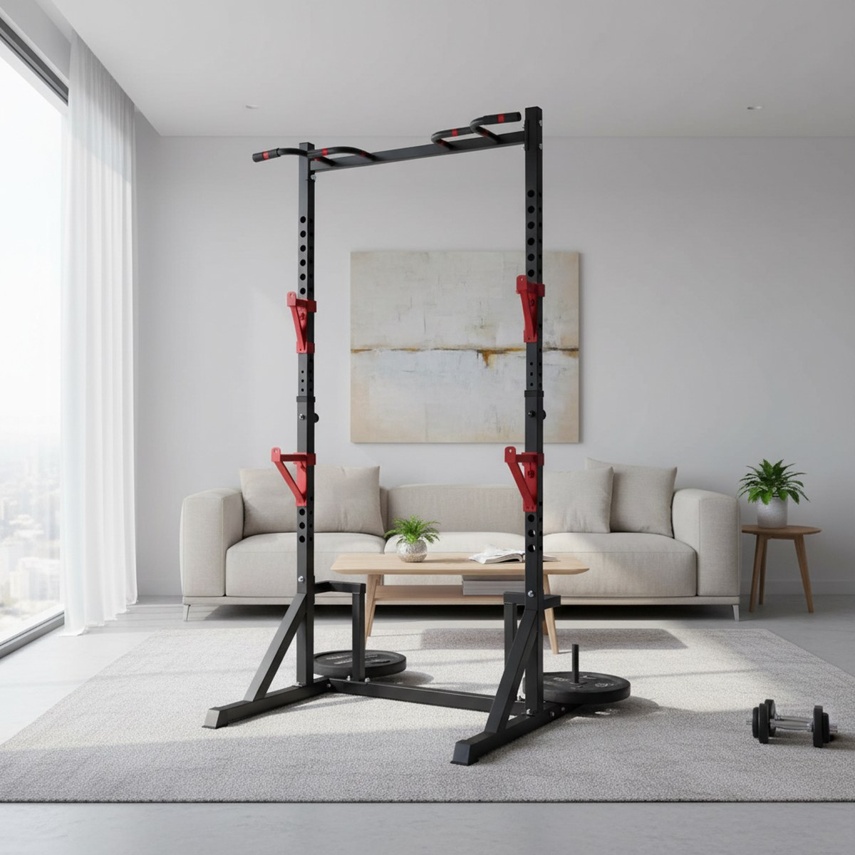 Adjustable Power Rack with Pul - đánh giá và giá Home Gym Equipments