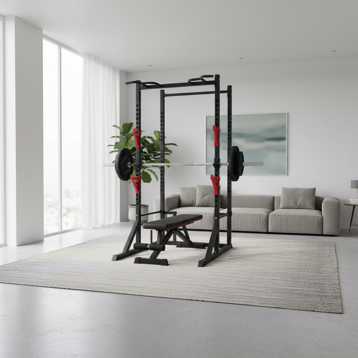 Adjustable Power Rack with Pul - đánh giá và giá Home Gym Equipments