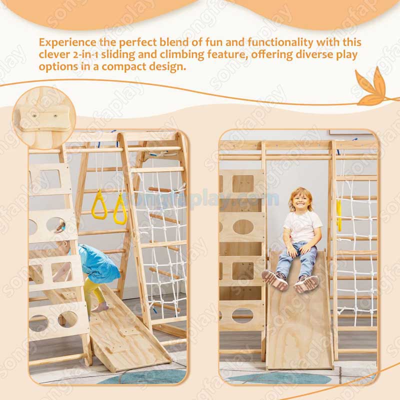 Kids Wooden Climbing Frame, In - đánh giá và giá Home Gym For Toddlers