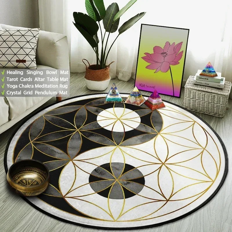 Yin Yang Taiji Round Rug Flowe - đánh giá và giá Home Gym On Carpet