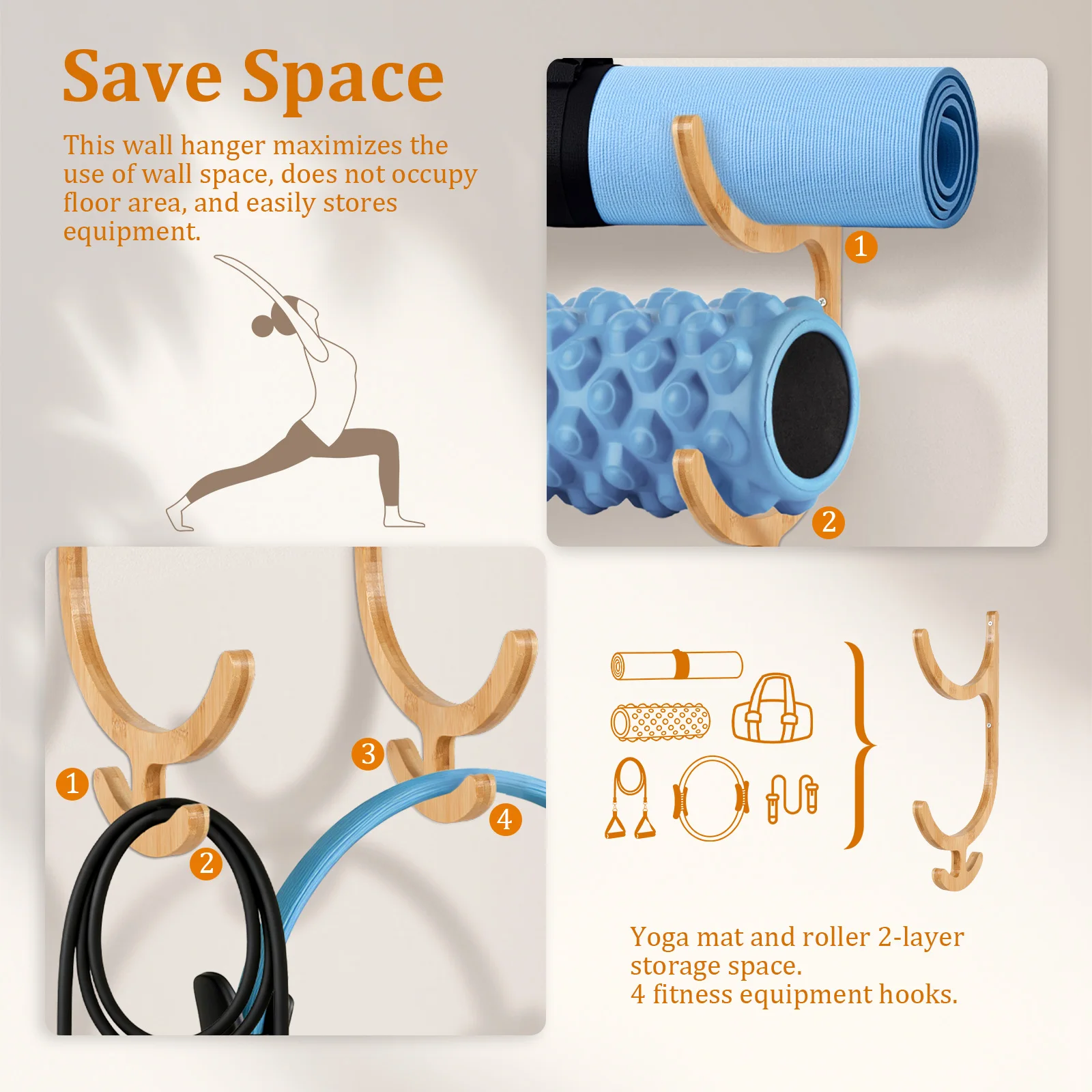 2Pcs Yoga Mat Storage Rack Wal - đánh giá và giá Home Gym On Carpet