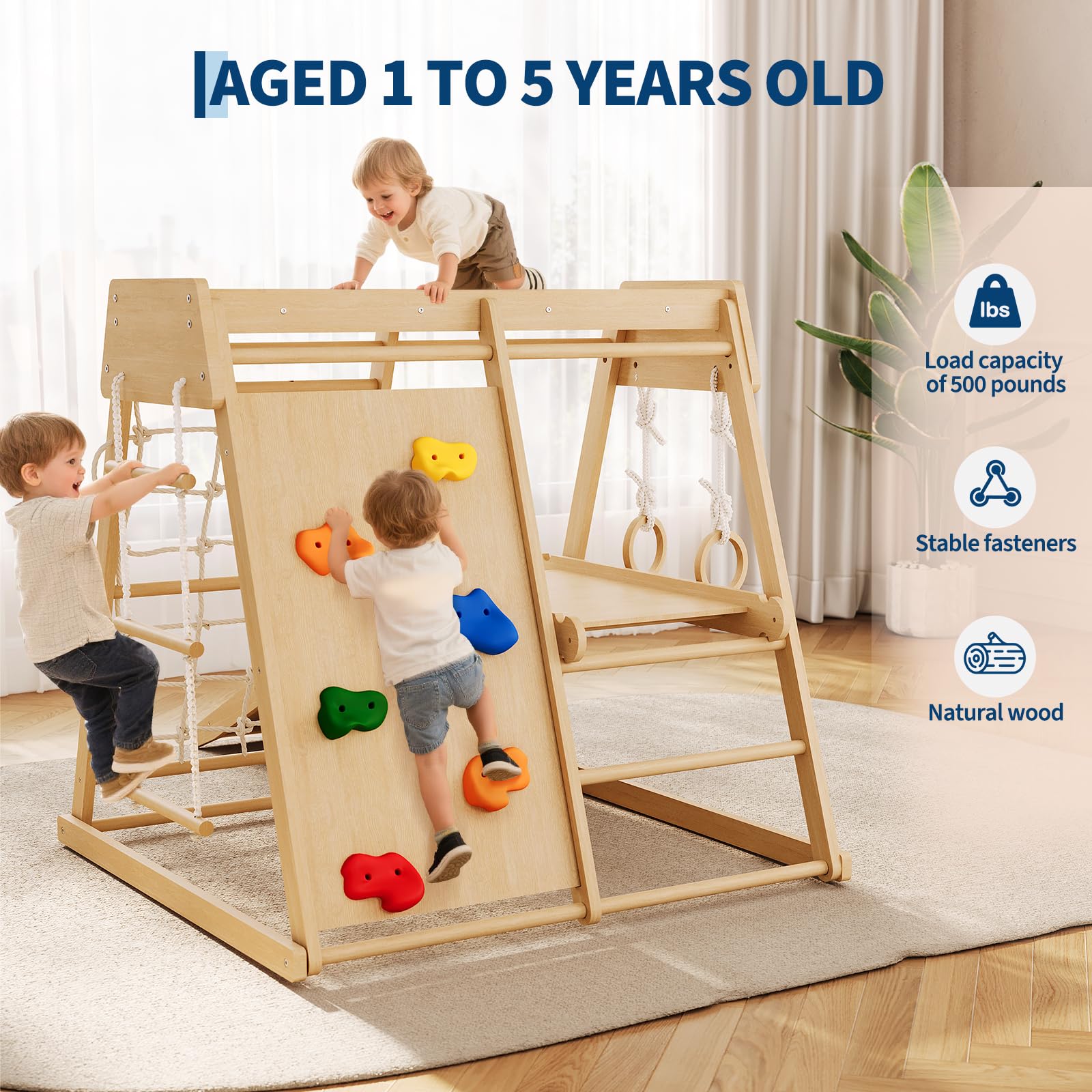 6 In 1 Wooden Indoor Jungle Gy - đánh giá và giá Home Gym For Toddlers
