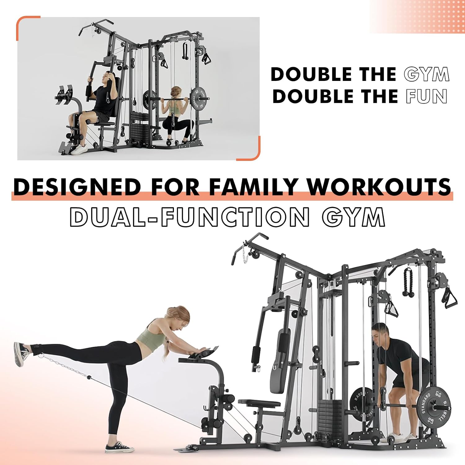 Dual-Station SmithΔ Machine Po - đánh giá và giá Home Gym Smith